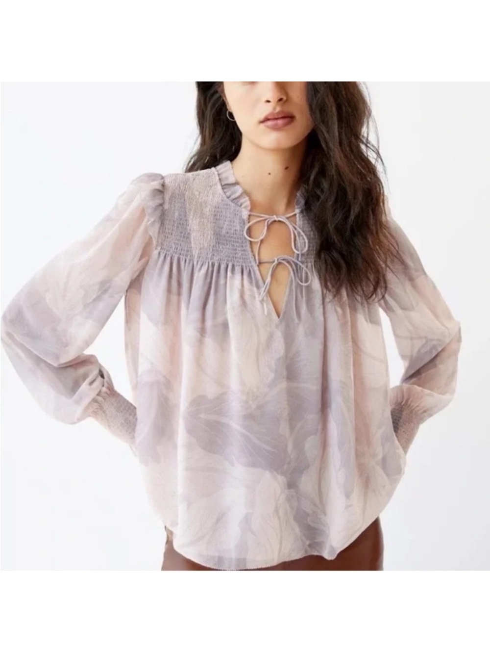 Aritzia Wilfred Castello Chiffon Peasant Blouse